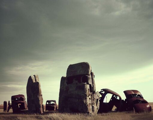 The Carhenge: A replica of Stonehenge made of cars in Nebraska The Carhenge